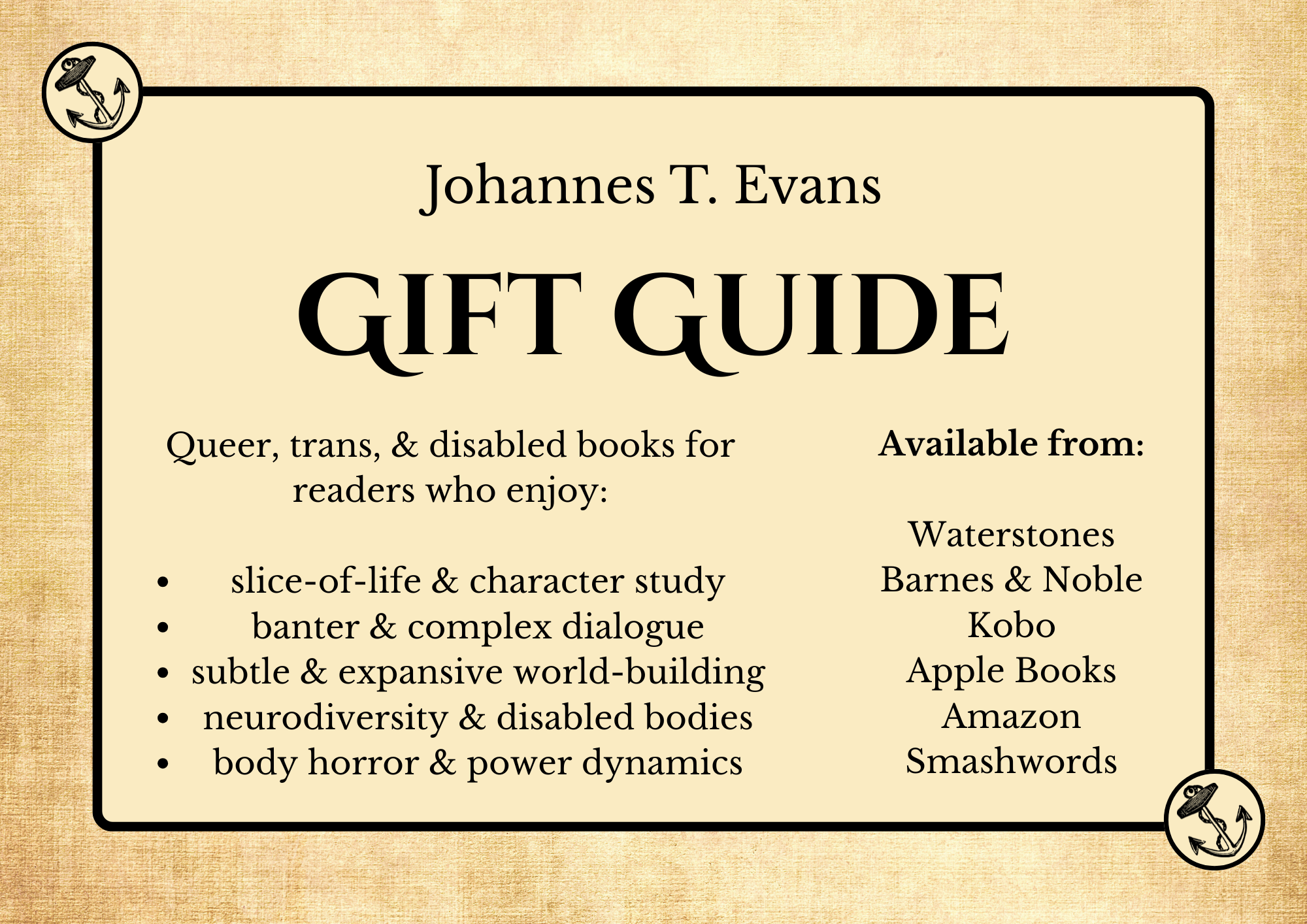 Johannes T. Evans Gift Guide